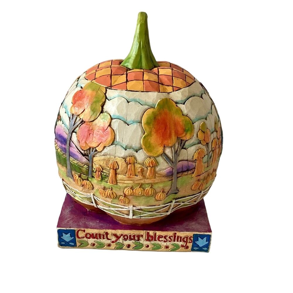 Jim Shore Heartwood Creek "Count Your Blessings" Petite Pumpkin - Picture 2 of 5